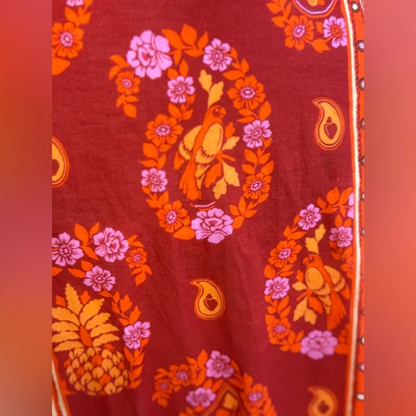 FARM Rio 100% Cotton Vibrant Red and Orange Long Sleeve Dress Size Medium - Image 13