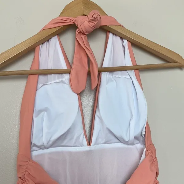 Cupshe Keeping You Accompanied Stripe One-Piece Halter Swimsuit Size M Coral‎ - Image 7