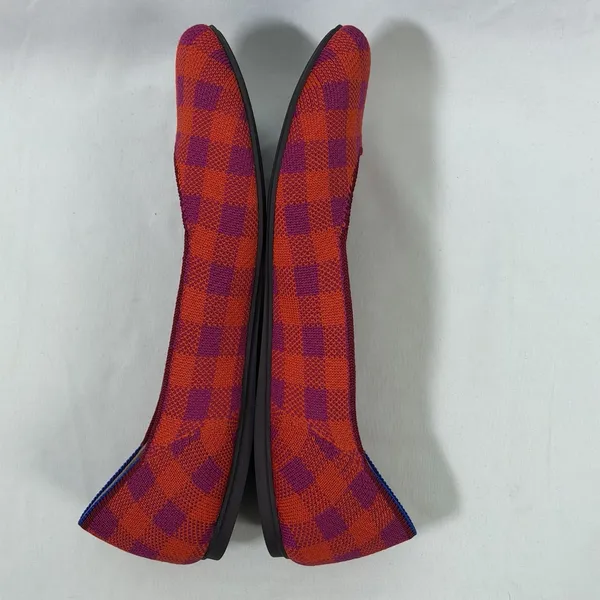 Rothys Size-10 Women Ballet Flat The‎ Square Pomegranate Gingham Orange Plaid - Image 9