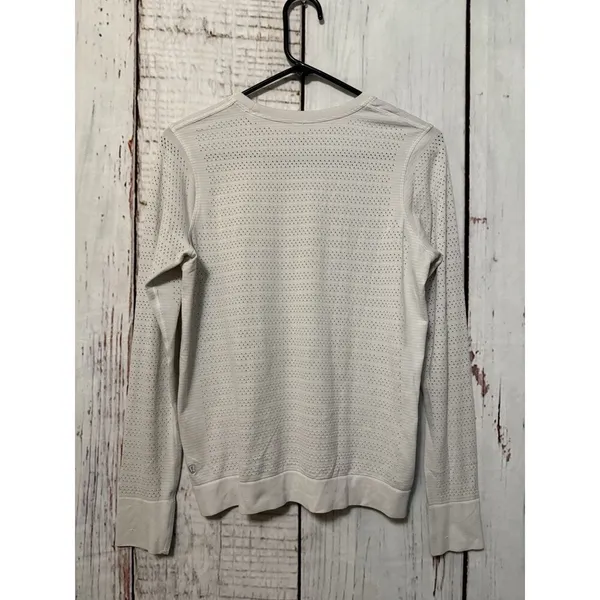 Lululemon Swiftly Breathe Long Sleeve Stretch Perforated Shirt White Size 6/8 - Image 4
