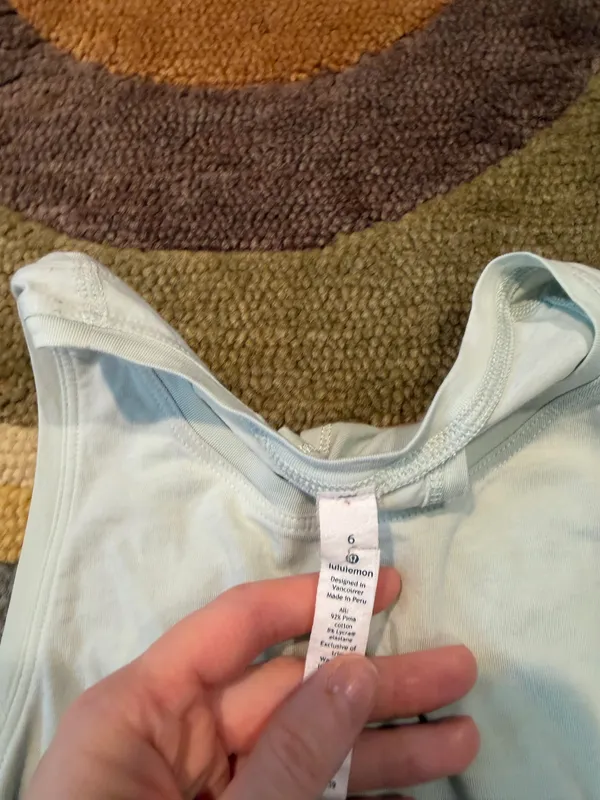 Lululemon All Tied Up Tank Top Tie Back Pima Cotton Mint Green Size 6 - Image 6