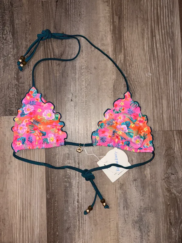 Kulani Kinis Lettuce Edge Bralette Bikini Top-Summer Glow-Sz Med - Image 2