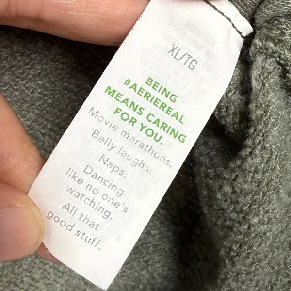Aerie Womens XL‎ Olive Green Ruched Side Cinch Pullover Hoodie Sweatshirt 05/22 - Image 5