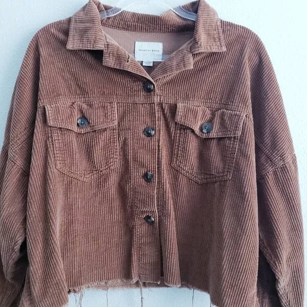 American Eagle Corduroy Distressed Cropped Jacket - Image 3