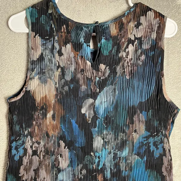 Vintage Y2k Pleated Abstract Print Tank Artwear Top Sculptural Size Large‎ New - Image 4