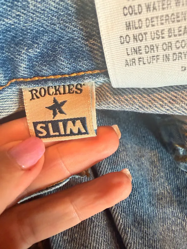 Vintage Y2K Rockies Slim High Rise Mom Jeans 100% Cotton Light Wash Size 7 - Image 5
