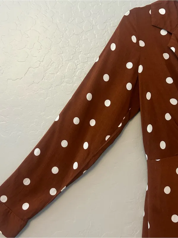 Lulu's Lush louicita rust brown polka dot surplice dress size medium - Image 8