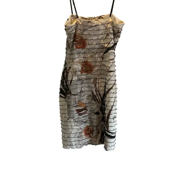Dress Barn vintage floral tiered ruffle sheath cocktail dress sleeveless size 4 - Image 3