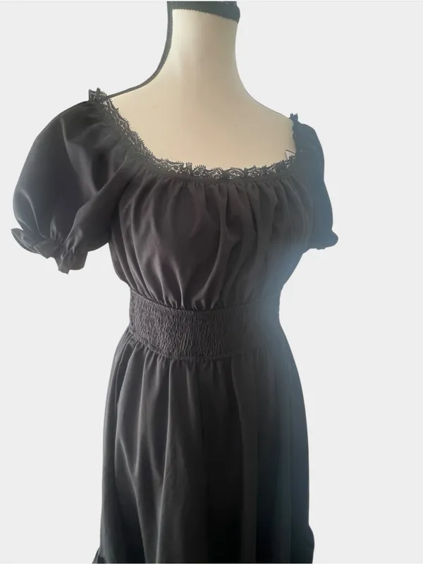 Scarlet Darkness Black Gothic Pirate A-Line Midi Dress Pockets Small - Image 4