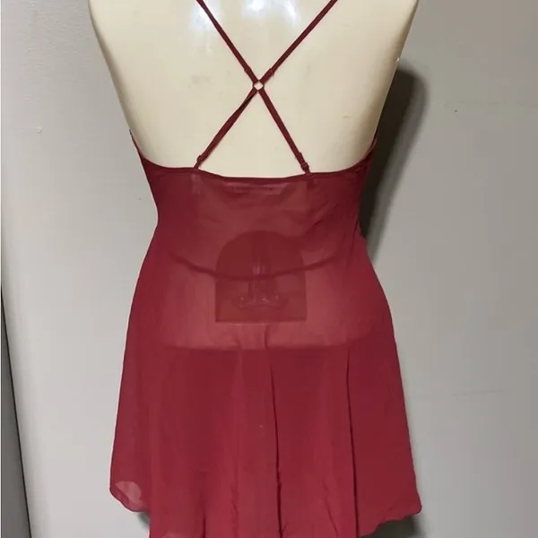 Victoria's Secret Deep Red Lace Chemise - Image 5
