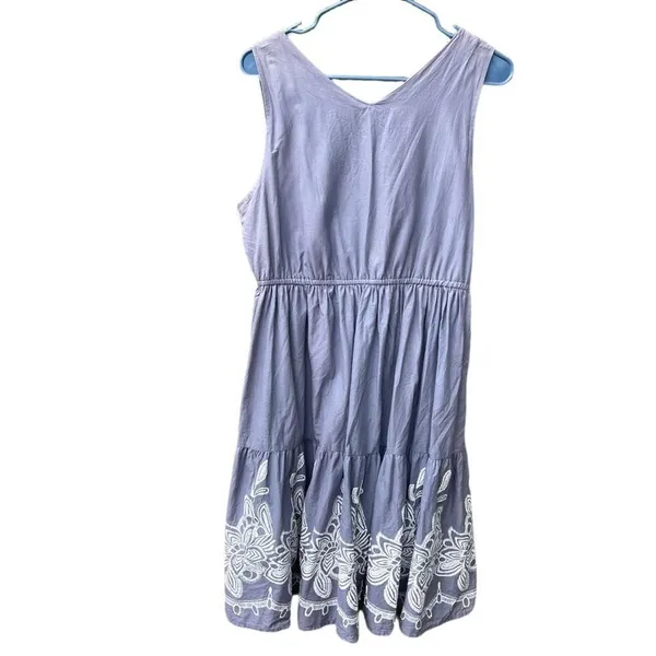 Overdrive size L pompom neckline sundress elastic waist trumploy embroidered hem - Image 2