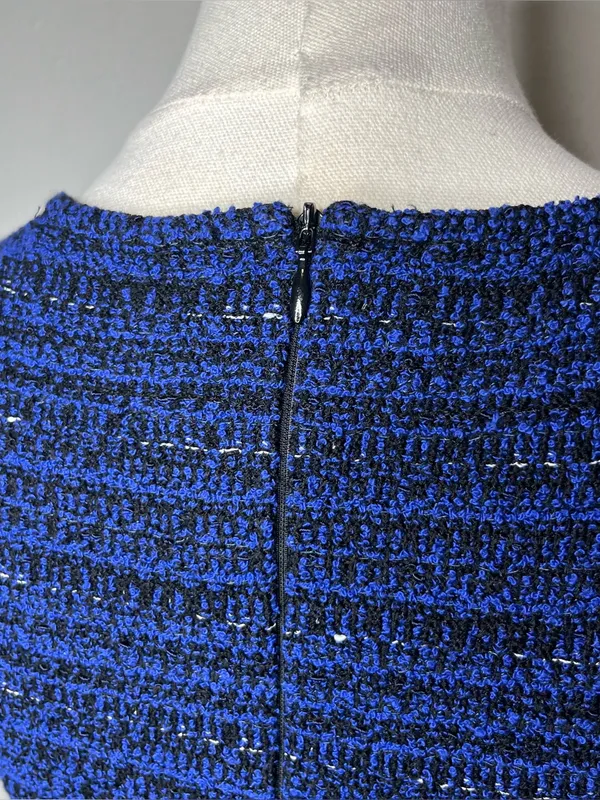 St John Collection Tweed Knit Sleeveless Dress Career Professional in Royal Blue - Image 2