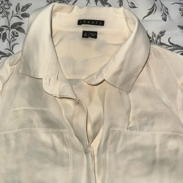 Theory Ivory Satin Blouse - Image 4