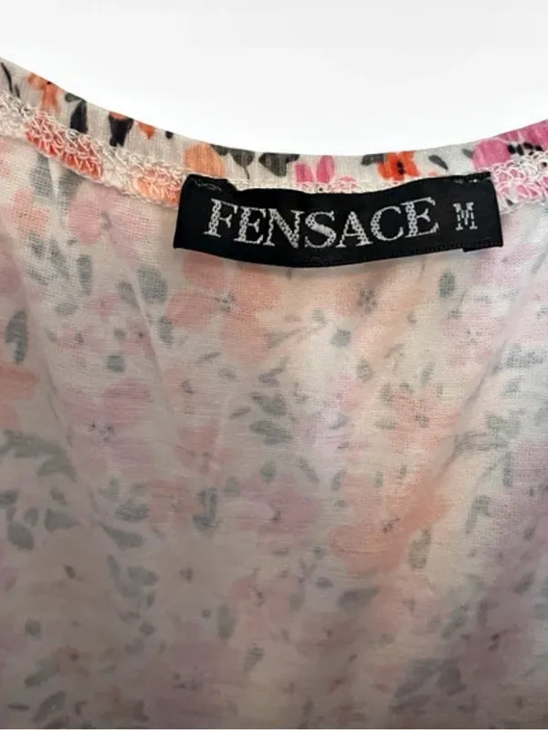 Fensace Floral Ruffle Strap Ruched Midi Sundress Pink Size M - Image 5