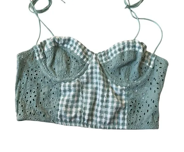 Urban Outfitters Green Size M Eyelet Crop Top (10H-30) - Image 4