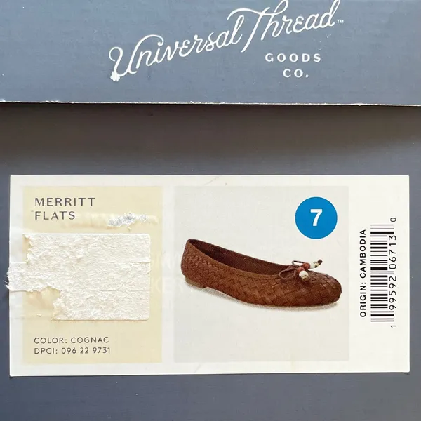 Universal Thread Merritt Woven Ballet Flats Cognac Brown Beaded Bow Size 7 - Image 7
