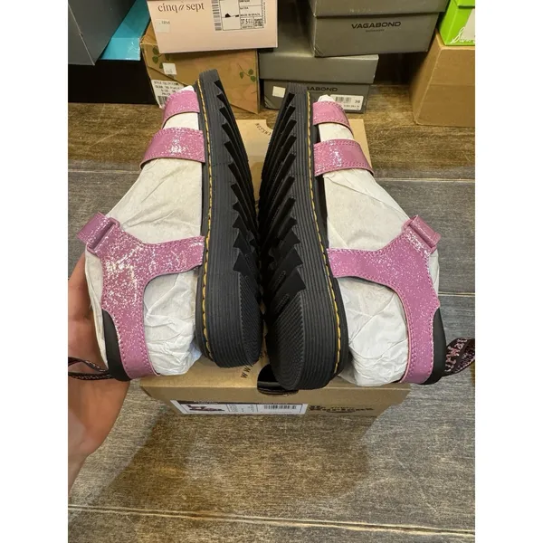 NEW DR MARTENS Klaire Y Strap Sandals Shoes Pink Glitter Girls Size 38 Women's 7 - Image 6