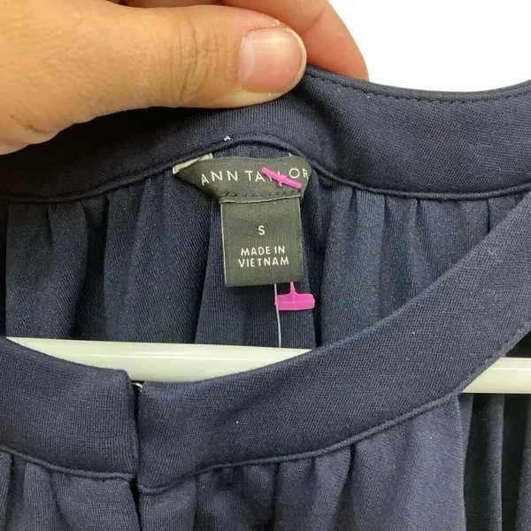 Ann Taylor Halter Midi Dress Keyhole Neckline Navy Small NEW #734 - Image 5