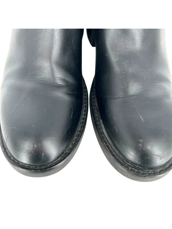Steve Madden Kiley Black Leather Knit Block Heel Ankle Boots Size 9 - Image 9
