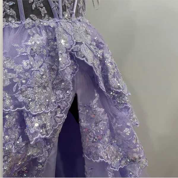 Sherri Hill 55500 Lilac Purple Tiered Ruffle Prom Gown sz 8 - Image 4
