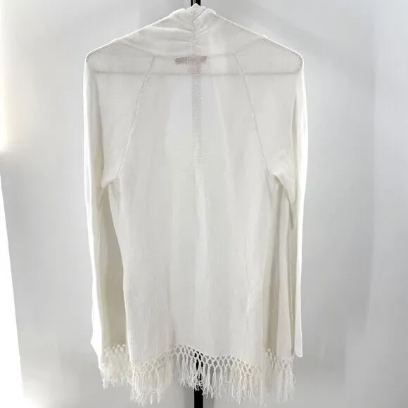 Lilly Pulitzer Women’s M Tatum Cardigan White Tassel Fringe Longline Loose Knit‎ - Image 6