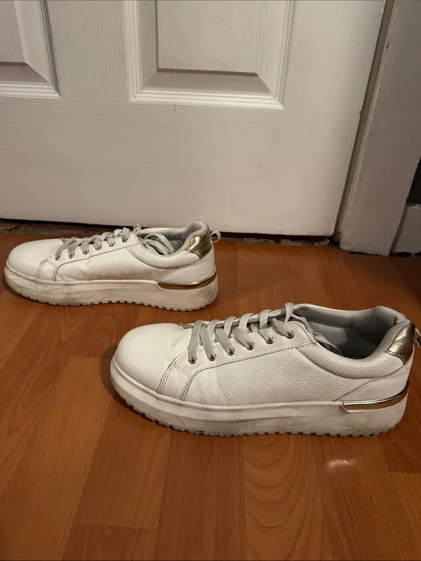 Primark White Low-Top Lace-Up Platform Sneakers - Image 4