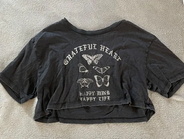 Garage Cropped T-Shirt Grey - Image 2