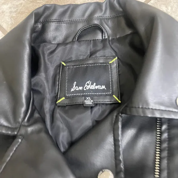 Sam Edelman Black Faux Leather Moto Biker Jacket Womens XL zip 5/2021 EUC - Image 9