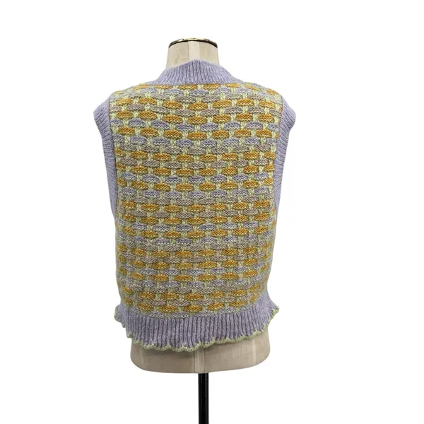 Mango Knit Sweater Vest Scallop Hem Pastel‎ Purple Yellow Size Small - Image 8