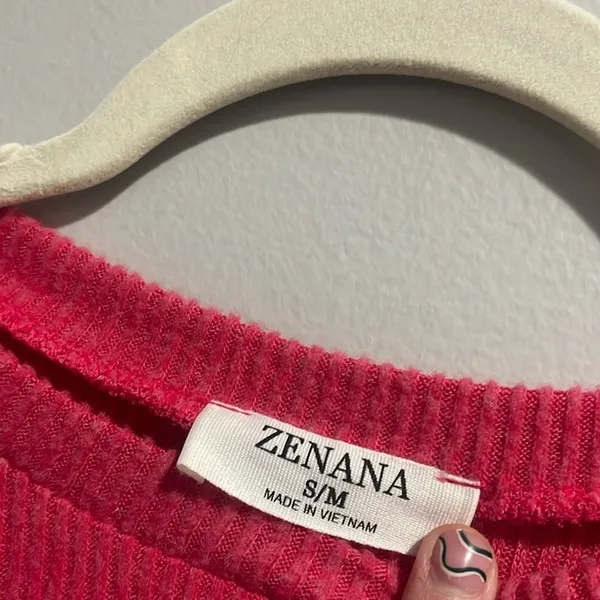Zenana Cherilyn Ribbed Dolman Sleeve Top - Pink NEW - Image 3