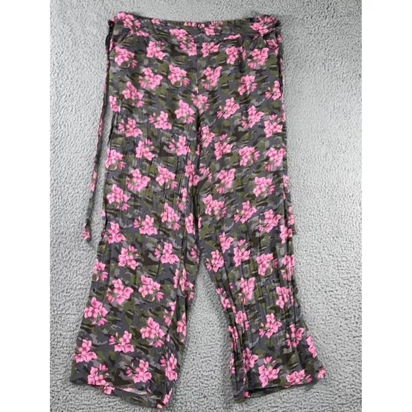 Wide Leg Floral Camo Pants XL Relaxed Lightweight Boho Eclectic‎ Utility Chic - Image 3