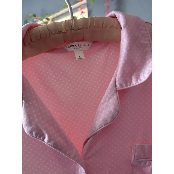 Laura Ashley Pink Polka Dot Pajama Set – Size Large - Image 5