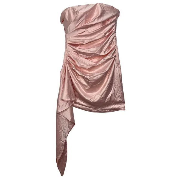 NWT Babyboo Leoni Blush Pink Satin Ruched Strapless Mini Dress Womens Size XS - Image 9