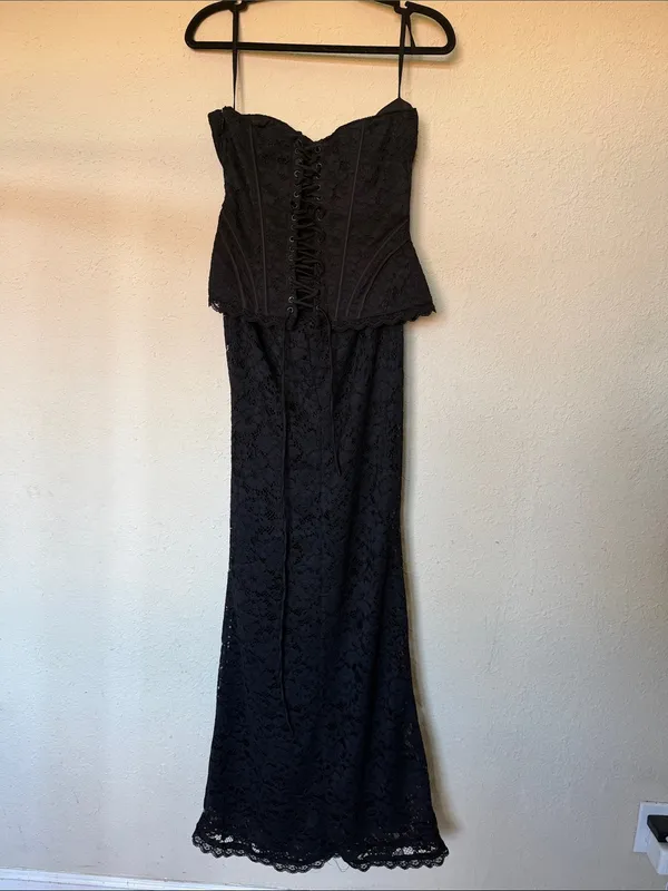 House of CB solaine Black lace Corset maxi dress - Image 6