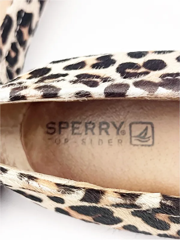 SPERRY Leather Animal Print Tassel Ballet Flats Size 7M Casual Boho Safari - Image 3