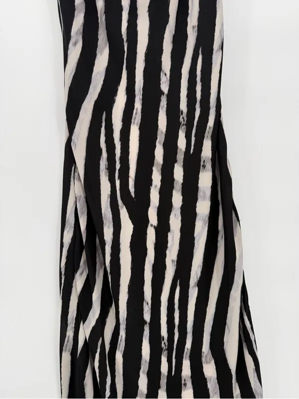 Veronica M Black and White Zebra-Stripe Maxi Slip Dress - Image 2