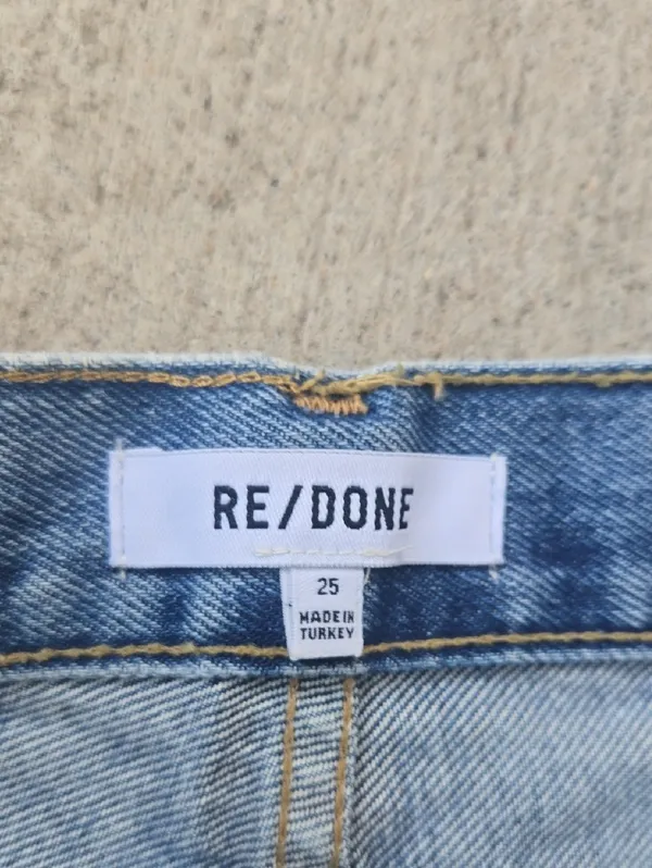Re/Done Light Blue Distressed Denim Cutoff Shorts - Image 2