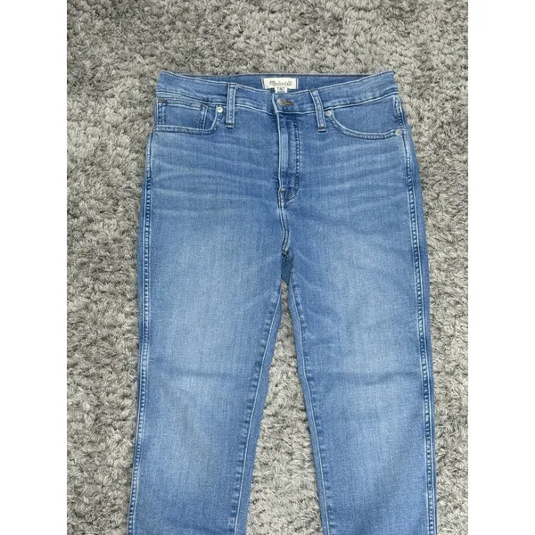 Madewell Women’s Blue Jeans 10” High Rise Skinny Raw Hem Stretch Distressed 29 - Image 5