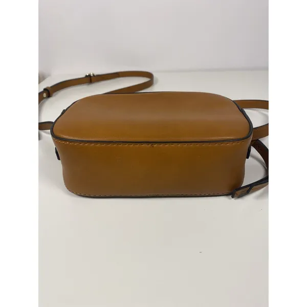 GAP Brown Shoulder Bag with Zip Closure & Zipper Accents, Gold‎ Hardware - Image 5