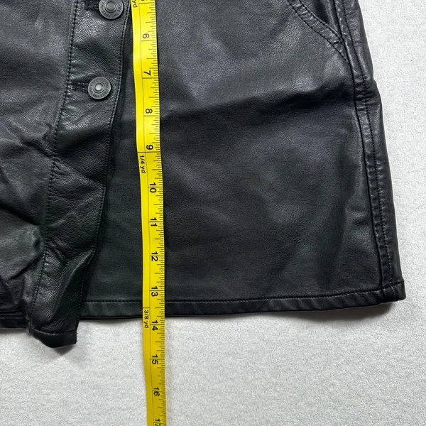 We The Free Leather Mini Skirt Black Size 31 Free People Button Front Moto Skirt - Image 9