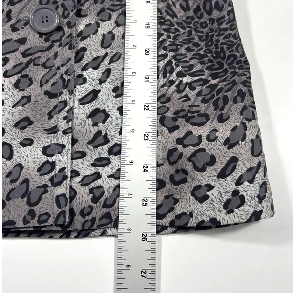 Anthropologie Joujou Gray Leopard Trench Short Double Breasted Jacket Large‎ EUC - Image 14