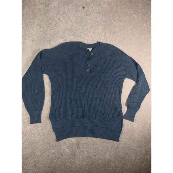 American Eagle Women's Blue Knit Henley Small Oversized - Image 2