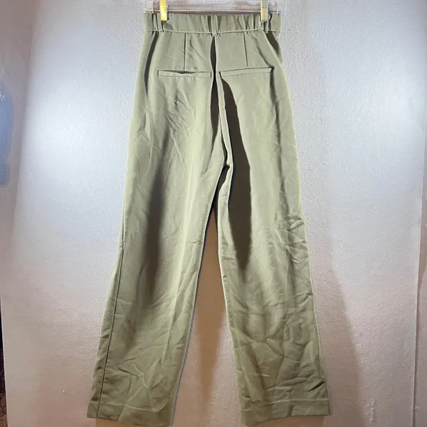 745 | Abercrombie & Fitch Sloane Pleated Wide Leg Trousers Olive Green Womens 4R - Image 2