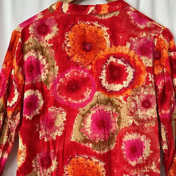 Saachi Colorful Floral 3/4 Sleeve Tunic Shirt Top **Size M** 🌸🌺🌸🌺 - Image 4