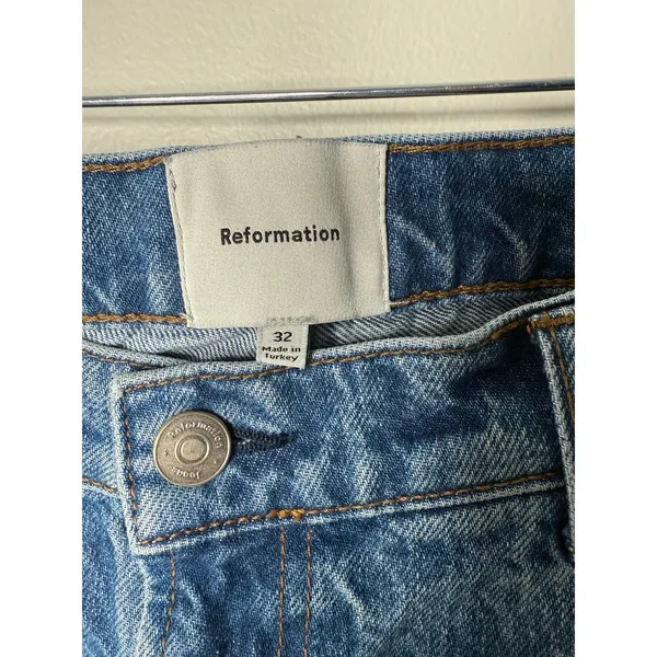 Reformation Women's Wes High Rise Wide Leg Jeans Blue Denim 32 - Image 4
