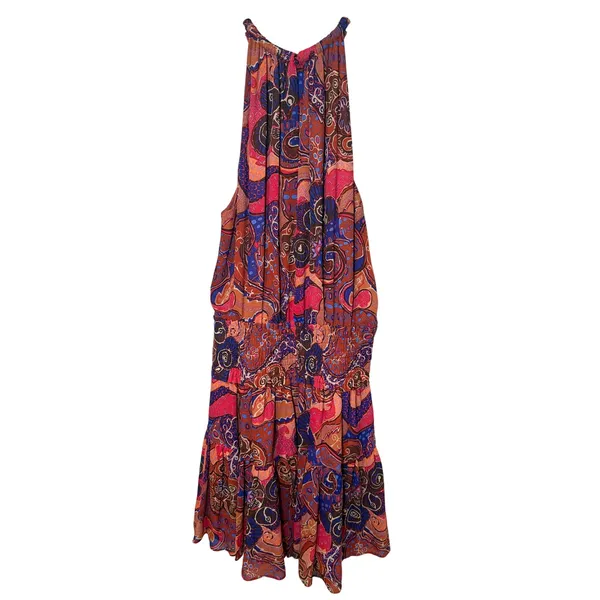 A.L.C. Cory Silk Sleeveless Mini‎ Dress High Neck Pink Cobalt Multi Size 6 - Image 5