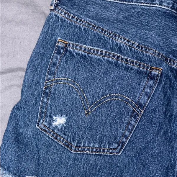 Levi's Blue Jean Shorts Vintage Distressed Cut-Off - Image 4