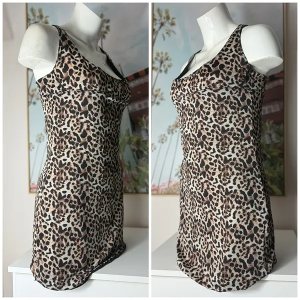 Cheetah Leopard Animal Print Slinky Slip Mini Dress Women’s Large - Image 6