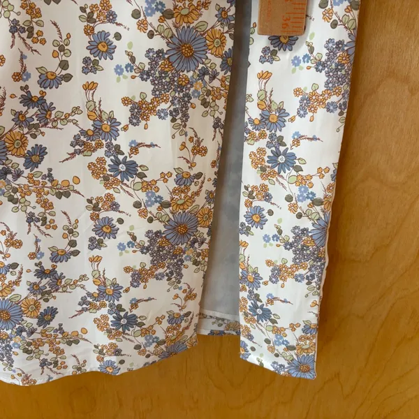Abercrombie & Fitch Midi Dress Womens S White Floral Tie Front Ruffle Slit - Image 3