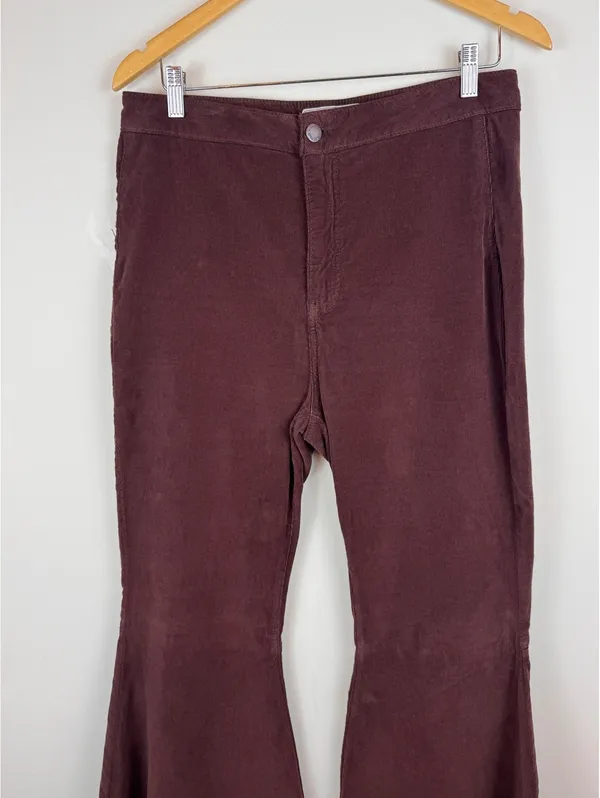 Free People Just Float On Corduroy Flare Pants Plum Size 30 Raw Hem Boho - Image 4